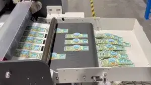 Конвейерный стол для сбора готовых наклеек  